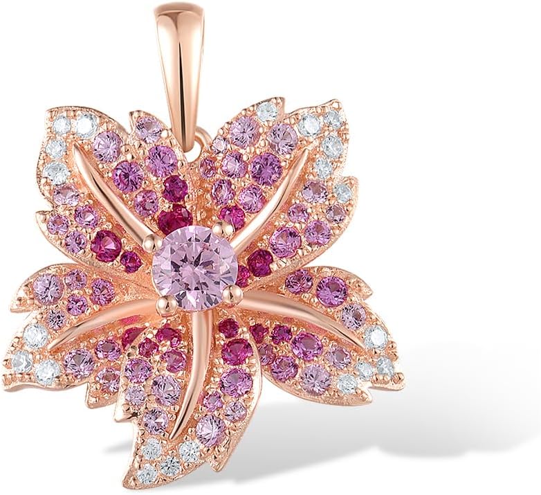 Santuzza Sterling Silver Gemstone Flower Pendant for Women - Image 1